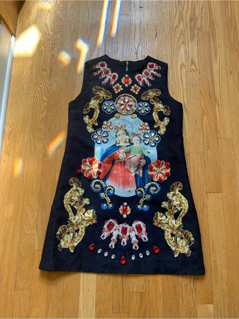 Elegant Black and Gold Bead-Embroidered Dress